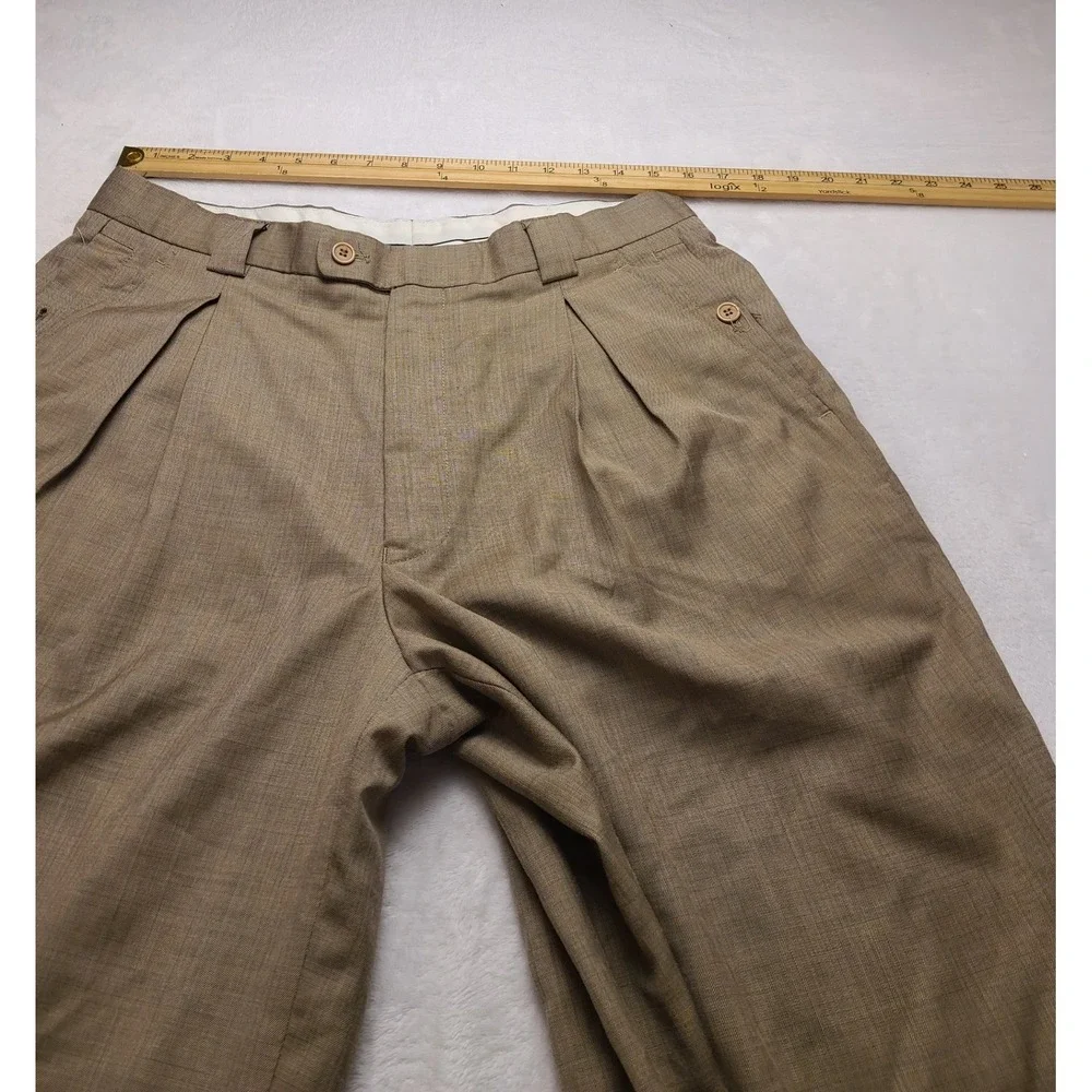 Zacchi Classico Italiana Men's Tan Pleated‎ Cuffed Dress Pants 34x34 Trouser